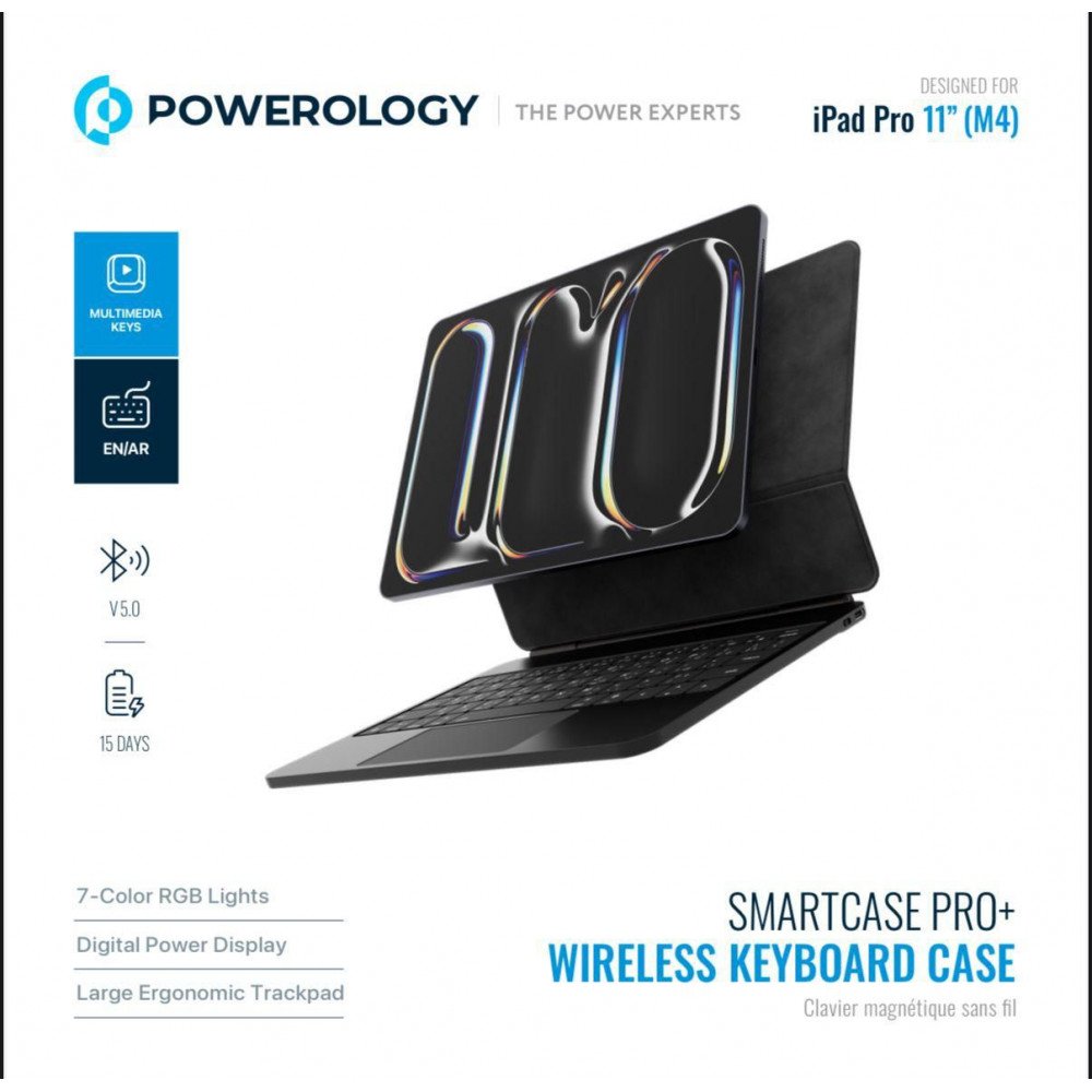 غطاء ذكي متكامل مع لوحة مفاتيح لاسلكية وميزات احترافية لتحويل جهاز iPad Pro 11" (M4) إلى حاسوب محمول