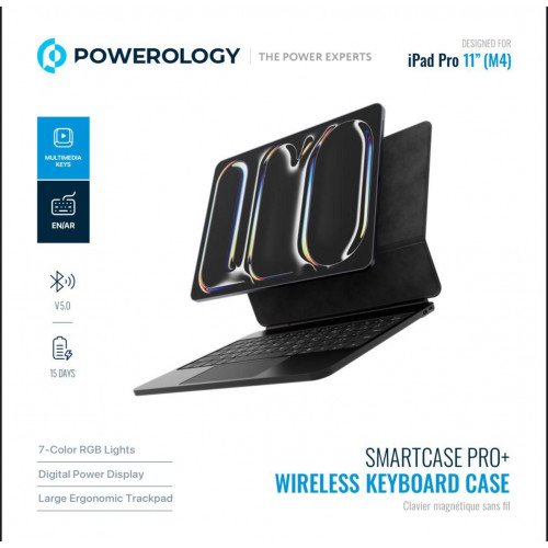 غطاء ذكي متكامل مع لوحة مفاتيح لاسلكية وميزات احترافية لتحويل جهاز iPad Pro 11" (M4) إلى حاسوب محمول