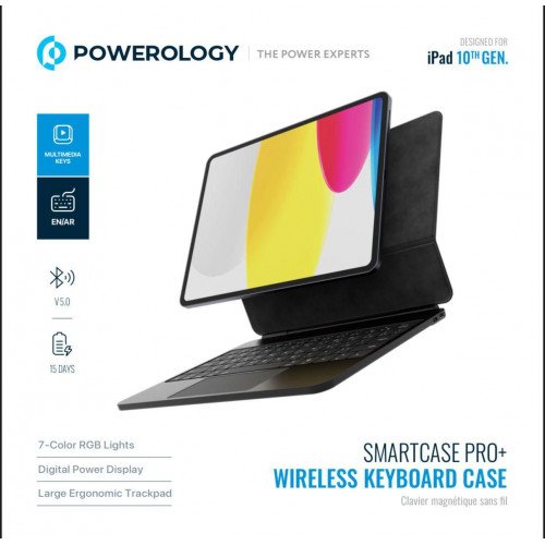 غطاء ذكي متكامل مع لوحة مفاتيح لاسلكية وميزات احترافية لتحويل جهاز iPad 10th Gen إلى حاسوب محمول - ضمان لمدة سنة
