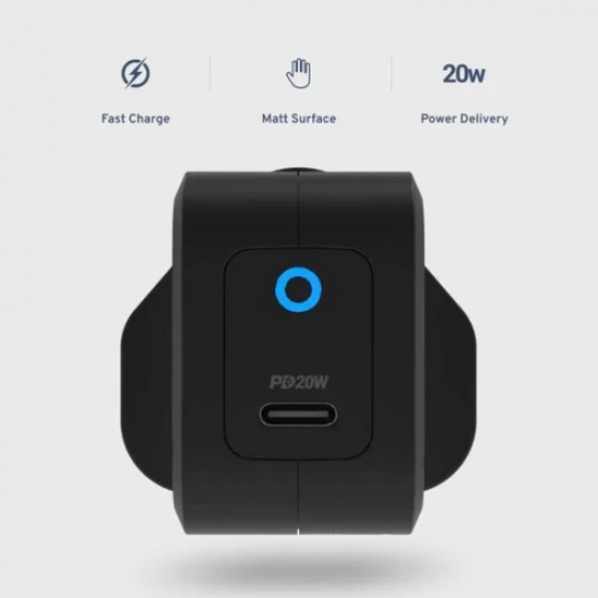 شاحن جداري بسرعة شحن 20 واط - منفذ تايب سي - من شركة باورولوجي - ضمان سنة