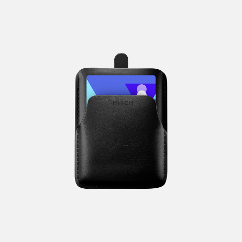 محفظة بطاقات بميزة سحب البطاقات للأعلى - تحفظ 4 بطاقات - جلد بقري طبيعي - بلون أسود