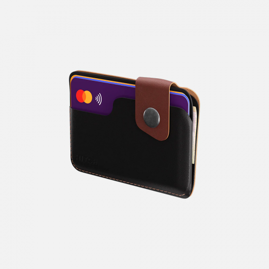 محفظة بطاقات بشكل أنيق - تحفظ 8 بطاقات - بلون بني + أسود