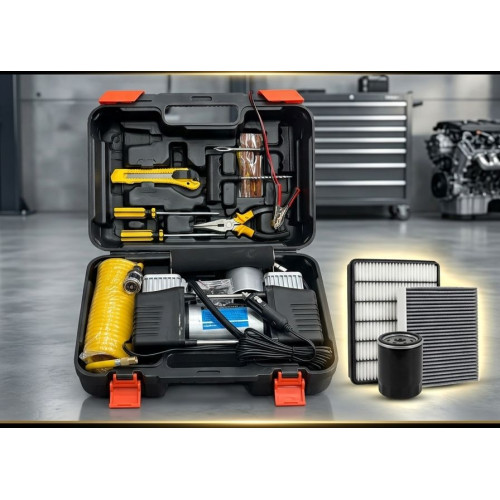 عدة الطوارئ للسيارة – كمبروسر هواء 2 بستم + فلتر مجاني (MaxFilter) عدة الطوارئ للسيارة – كمبروسر هواء 2 بستم + فلتر مجاني (MaxFilter)