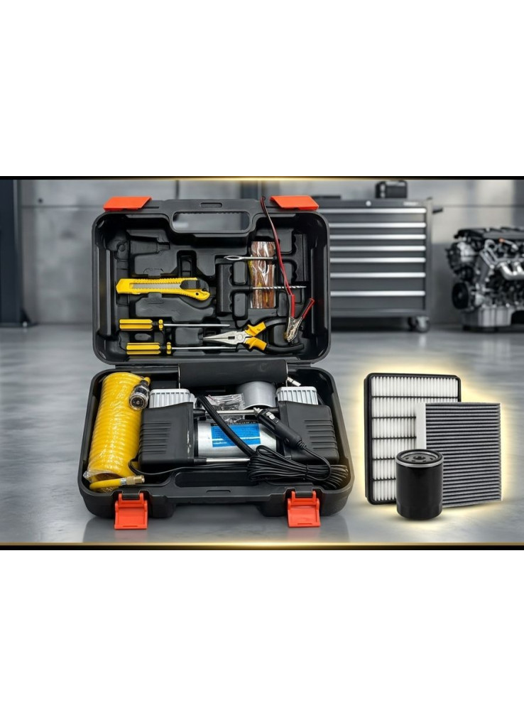 عدة الطوارئ للسيارة – كمبروسر هواء 2 بستم + فلتر مجاني (MaxFilter) عدة الطوارئ للسيارة – كمبروسر هواء 2 بستم + فلتر مجاني (MaxFilter)