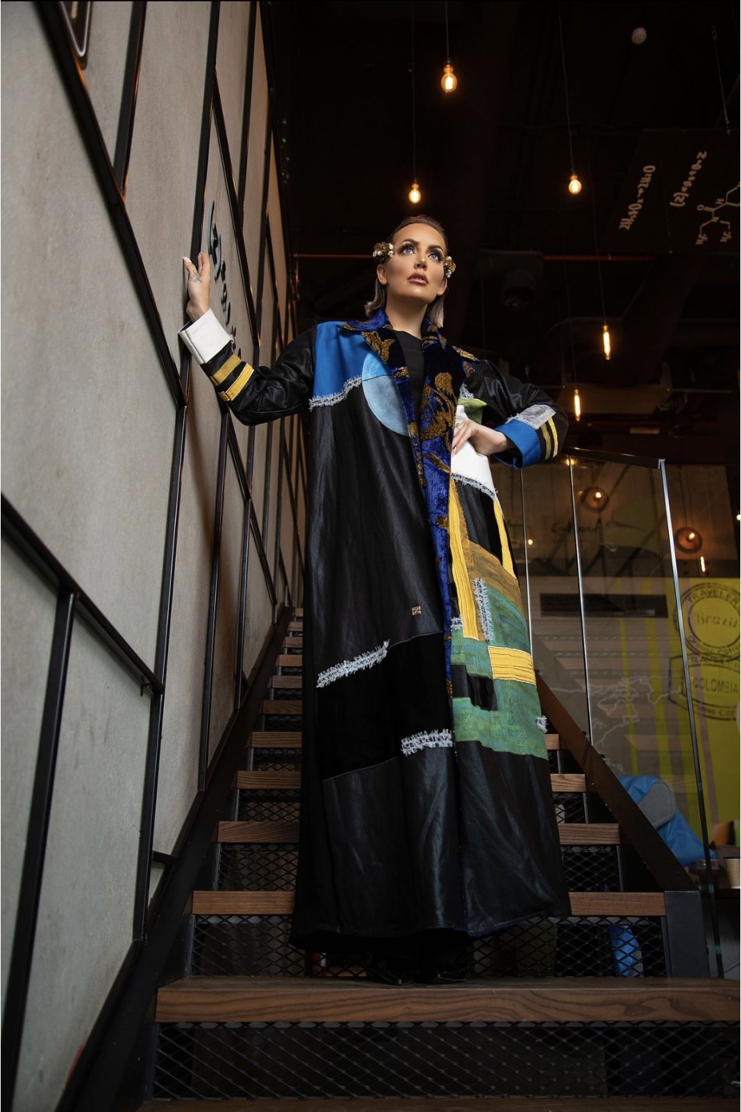 Blue art abaya 