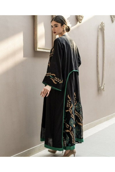 عباية خاصة مع تطريز اخضر ملكي