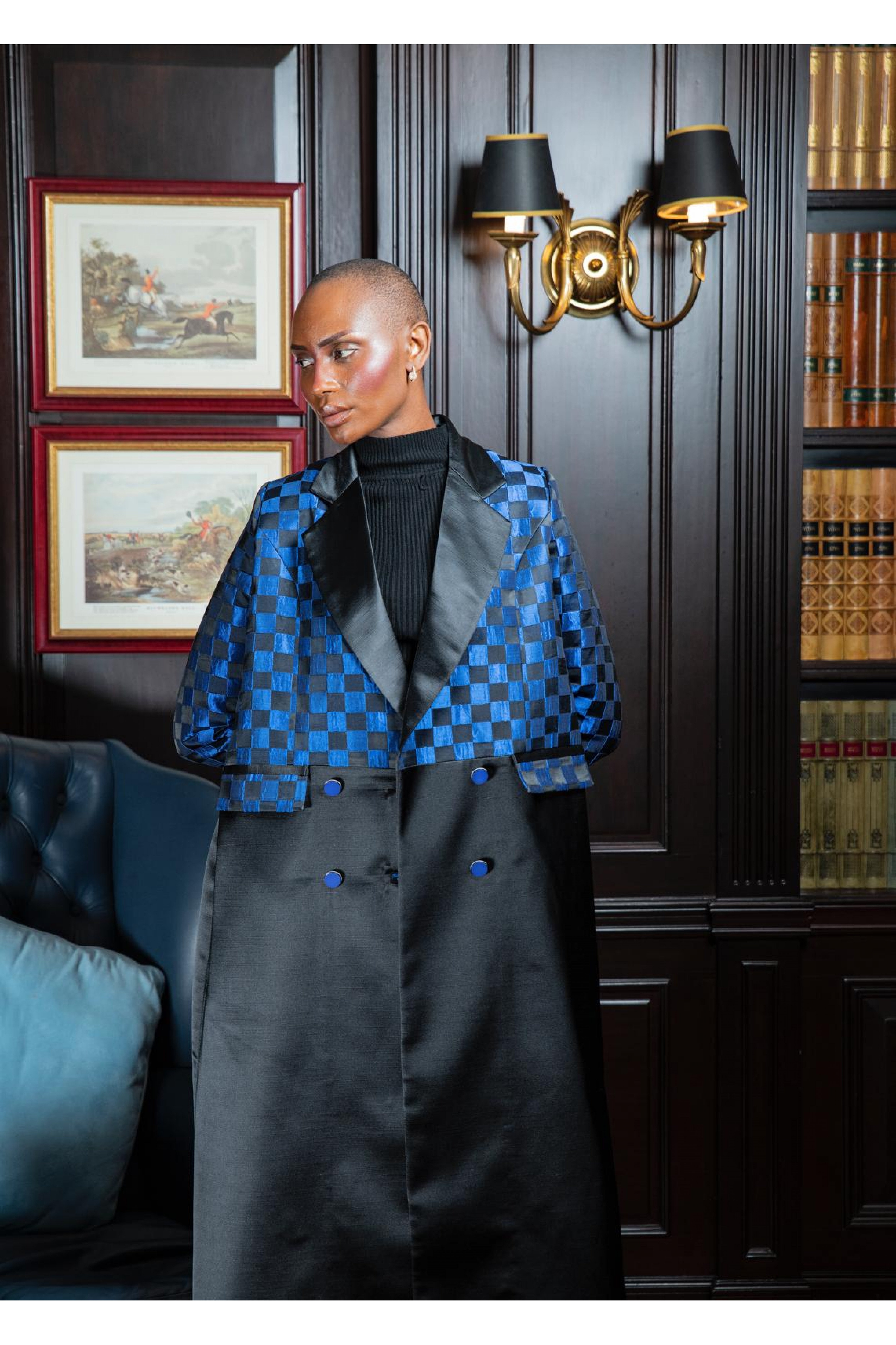 عباية الشطرنج عملية اسود و ازرق 