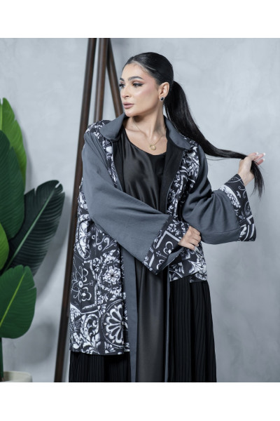 عباية يومية اسود و رصاصي