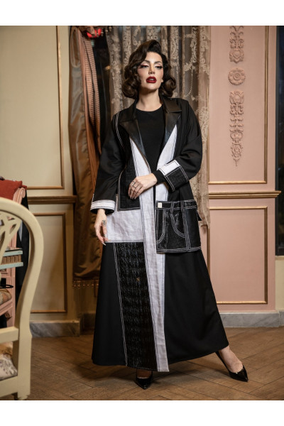 عباية سوداء يومية مع اضافة الأبيض 