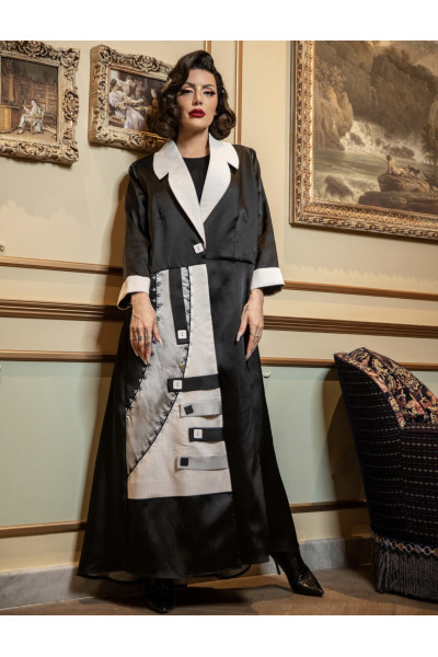 عباية عملية سوداء و بيج 