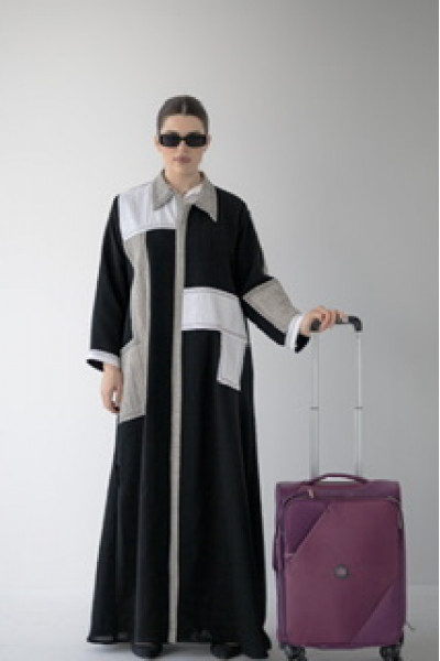 عباية عملية يومية اسود و ابيض 