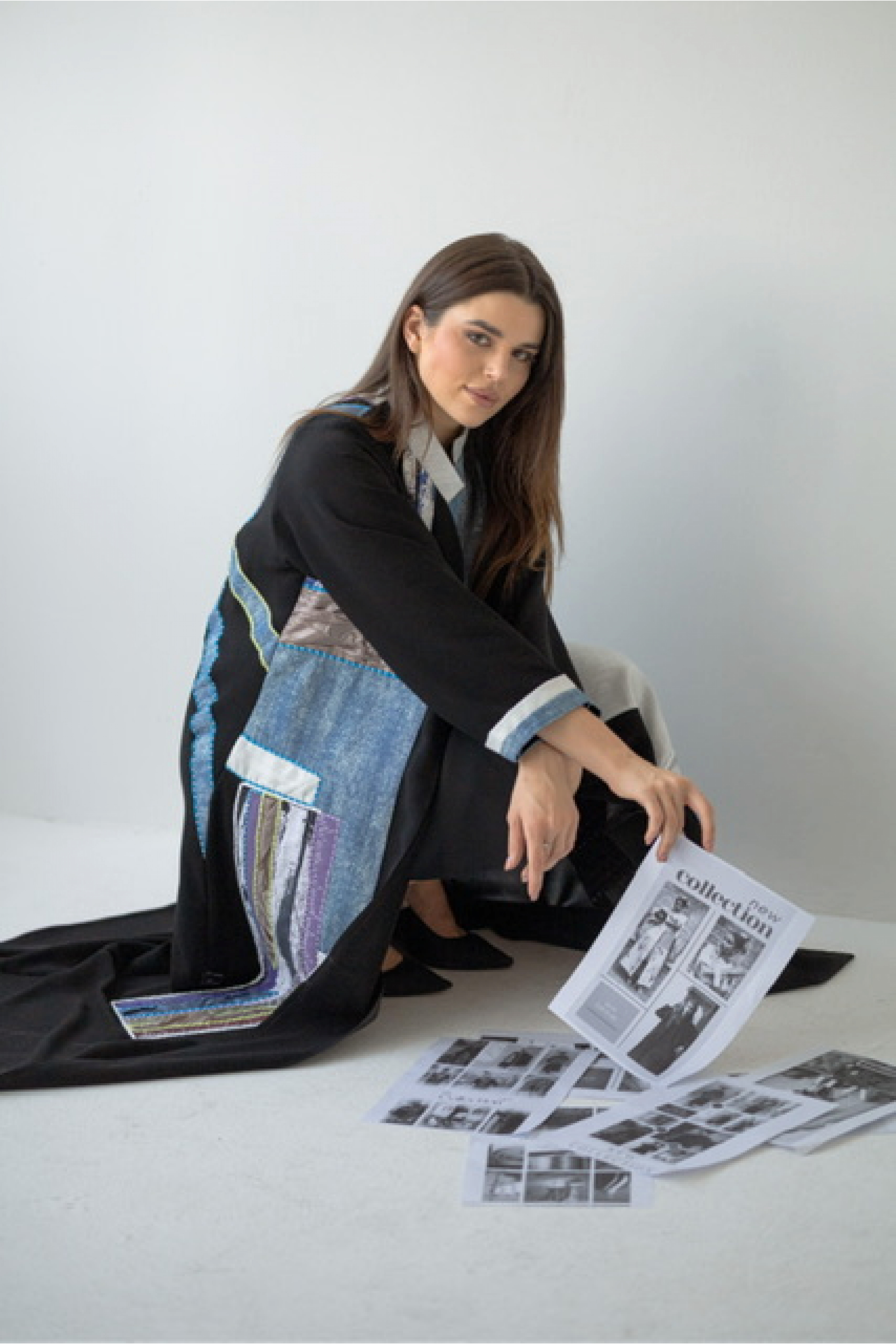 عباية يومية راقية اسود و درجات الأزرق 