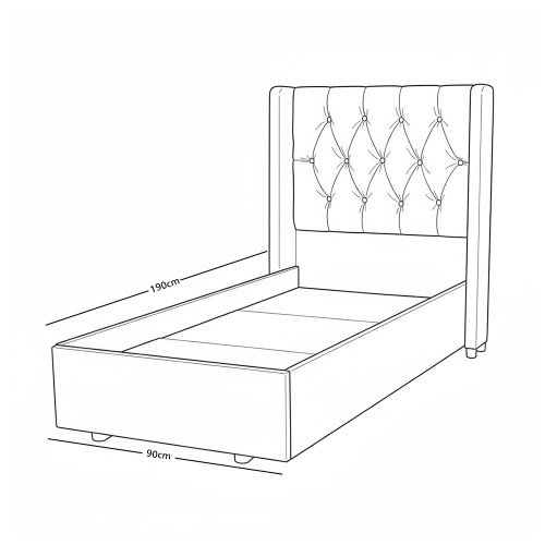 سرير خشبي بتنجيد مخملي فاخر 90×190 سم