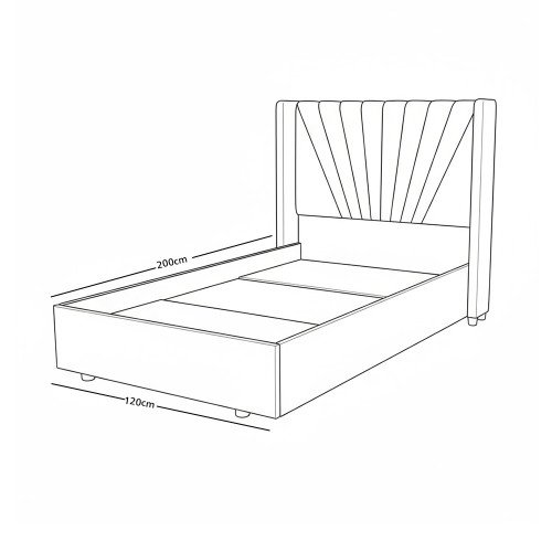 سرير خشبي بتنجيد مخملي فاخر 120×200سم