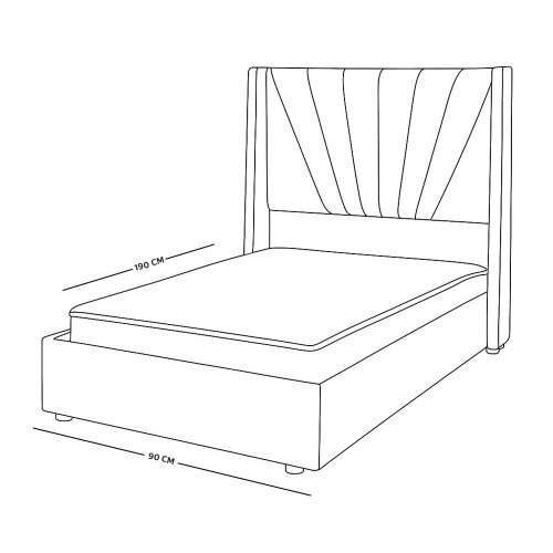 سرير خشبي بتنجيد مخملي فاخر 90×190 سم