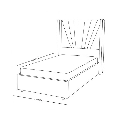 سرير خشبي بتنجيد مخملي فاخر 90×190 سم