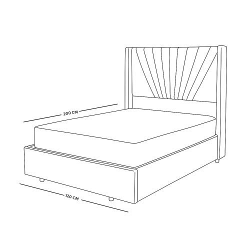 سرير خشبي بتنجيد مخملي فاخر 120×200 سم