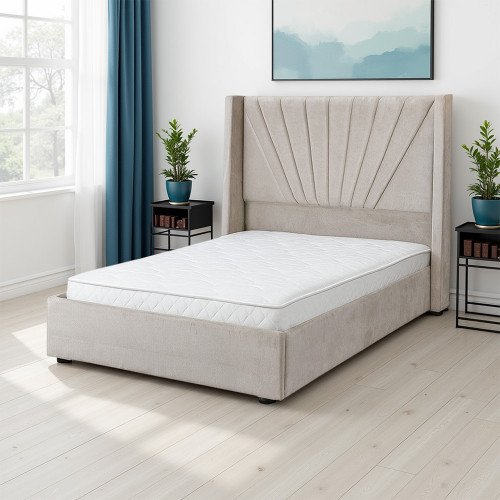 سرير خشبي بتنجيد مخملي فاخر 120×200سم سرير خشبي بتنجيد مخملي فاخر 120×200سم