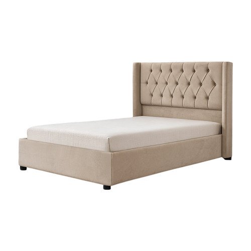 سرير خشبي بتنجيد مخملي فاخر 120×200سم سرير خشبي بتنجيد مخملي فاخر 120×200سم