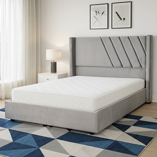 سرير خشبي بتنجيد مخملي فاخر 180×200سم سرير خشبي بتنجيد مخملي فاخر 180×200سم