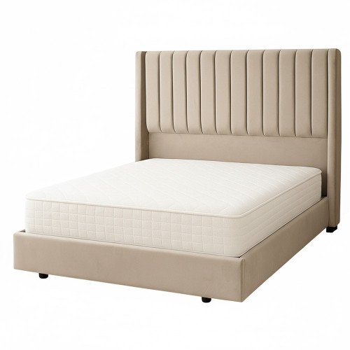 سرير خشبي بتنجيد مخملي فاخر 180×200سم سرير خشبي بتنجيد مخملي فاخر 180×200سم