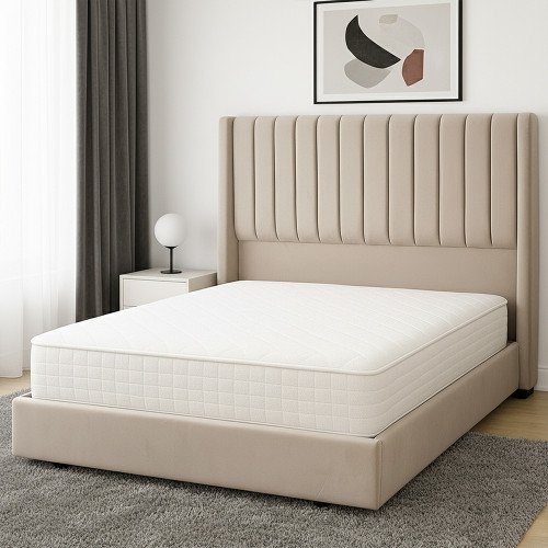 سرير خشبي بتنجيد مخملي فاخر 180×200سم سرير خشبي بتنجيد مخملي فاخر 180×200سم