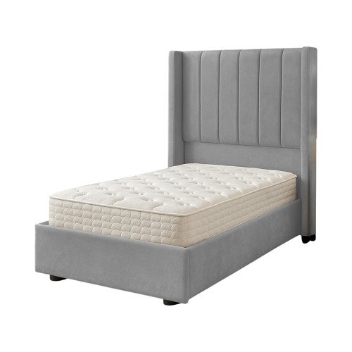 سرير خشبي بتنجيد مخملي فاخر 90×190 سم سرير خشبي بتنجيد مخملي فاخر 90×190 سم