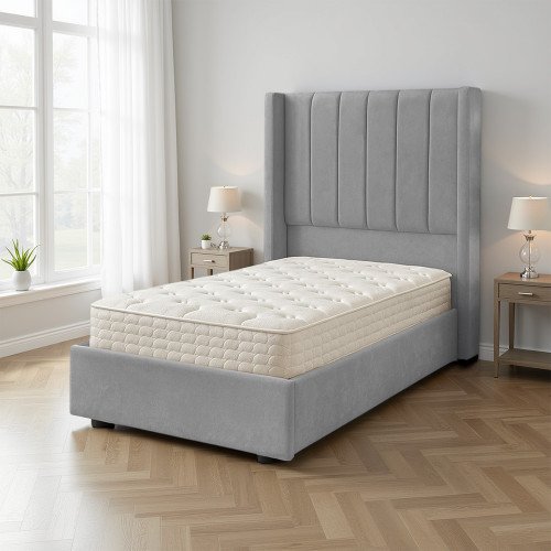 سرير خشبي بتنجيد مخملي فاخر 90×190 سم سرير خشبي بتنجيد مخملي فاخر 90×190 سم