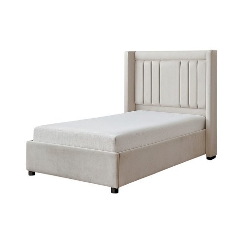 سرير خشبي بتنجيد مخملي فاخر 90×190 سم سرير خشبي بتنجيد مخملي فاخر 90×190 سم