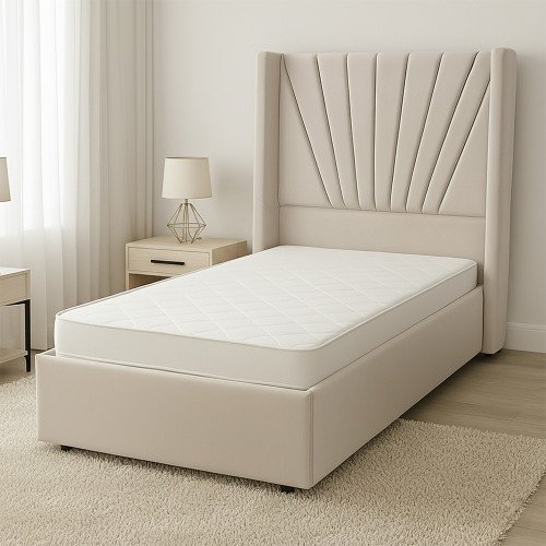 سرير خشبي بتنجيد مخملي فاخر 90×190 سم سرير خشبي بتنجيد مخملي فاخر 90×190 سم