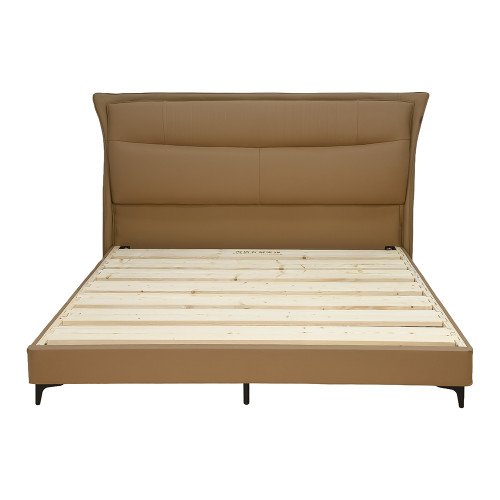 سرير خشبي تنجيد جلد كوفي 180x200 سم سرير خشبي تنجيد جلد كوفي 180x200 سم