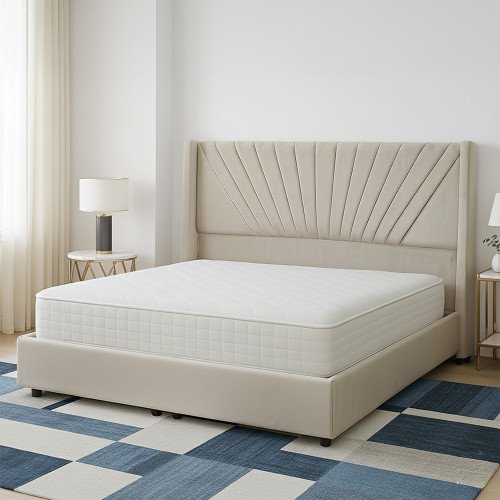 سرير خشبي بتنجيد مخملي فاخر 180×200سم سرير خشبي بتنجيد مخملي فاخر 180×200سم