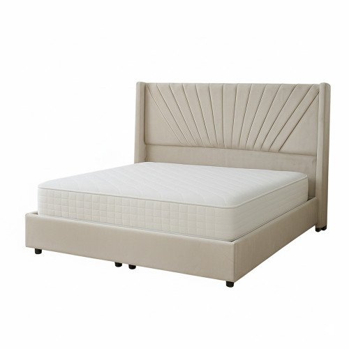 سرير خشبي بتنجيد مخملي فاخر 180×200سم سرير خشبي بتنجيد مخملي فاخر 180×200سم