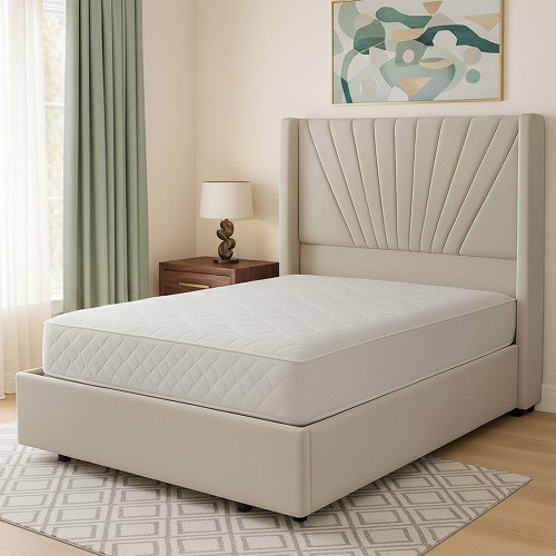 سرير خشبي بتنجيد مخملي فاخر 120×200 سم سرير خشبي بتنجيد مخملي فاخر 120×200 سم