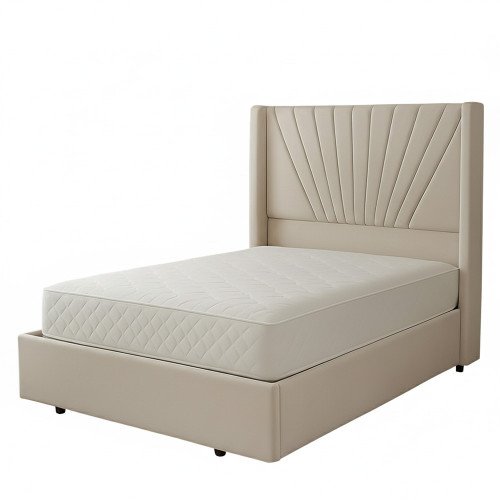 سرير خشبي بتنجيد مخملي فاخر 120×200 سم سرير خشبي بتنجيد مخملي فاخر 120×200 سم