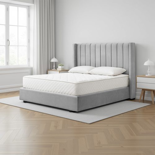 سرير خشبي بتنجيد مخملي فاخر 120×200سم