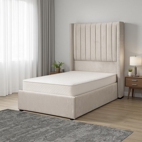 سرير خشبي بتنجيد مخملي فاخر 90×190 سم سرير خشبي بتنجيد مخملي فاخر 90×190 سم