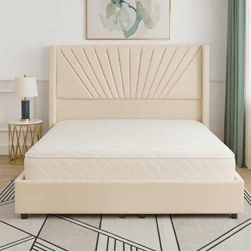 سرير خشب بتنجيد مخملي فاخر 180×200سم سرير خشب بتنجيد مخملي فاخر 180×200سم