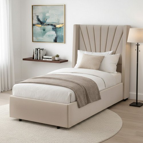 سرير خشبي بتنجيد مخملي عصري 90×190 سم