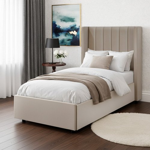 سرير خشبي بتنجيد مخملي عصري 90×190 سم