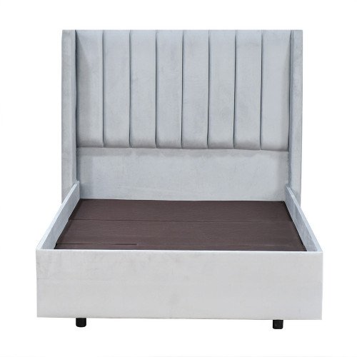 سرير خشبي بتنجيد مخملي عصري 120×200 سم