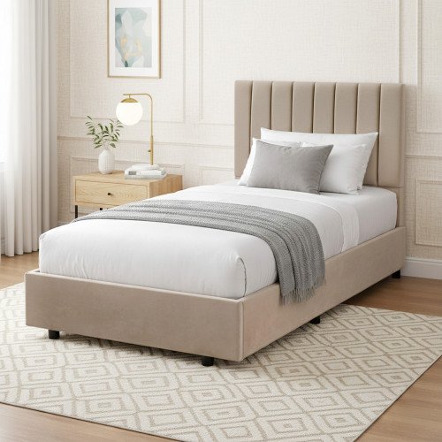 سرير خشبي بتنجيد مخملي عصري 120×200 سم سرير خشبي بتنجيد مخملي عصري 120×200 سم