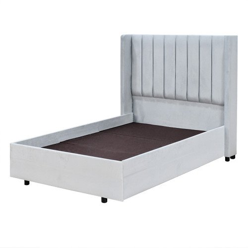 سرير خشبي بتنجيد مخملي عصري 120×200 سم