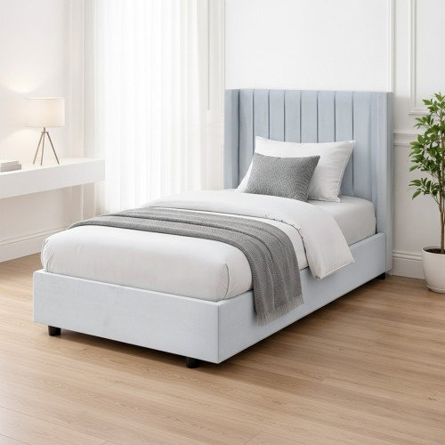 سرير خشبي بتنجيد مخملي عصري 120×200 سم