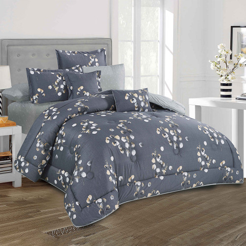 مفرش اروى ميكروفيبر 8 قطع نفرين كحلي