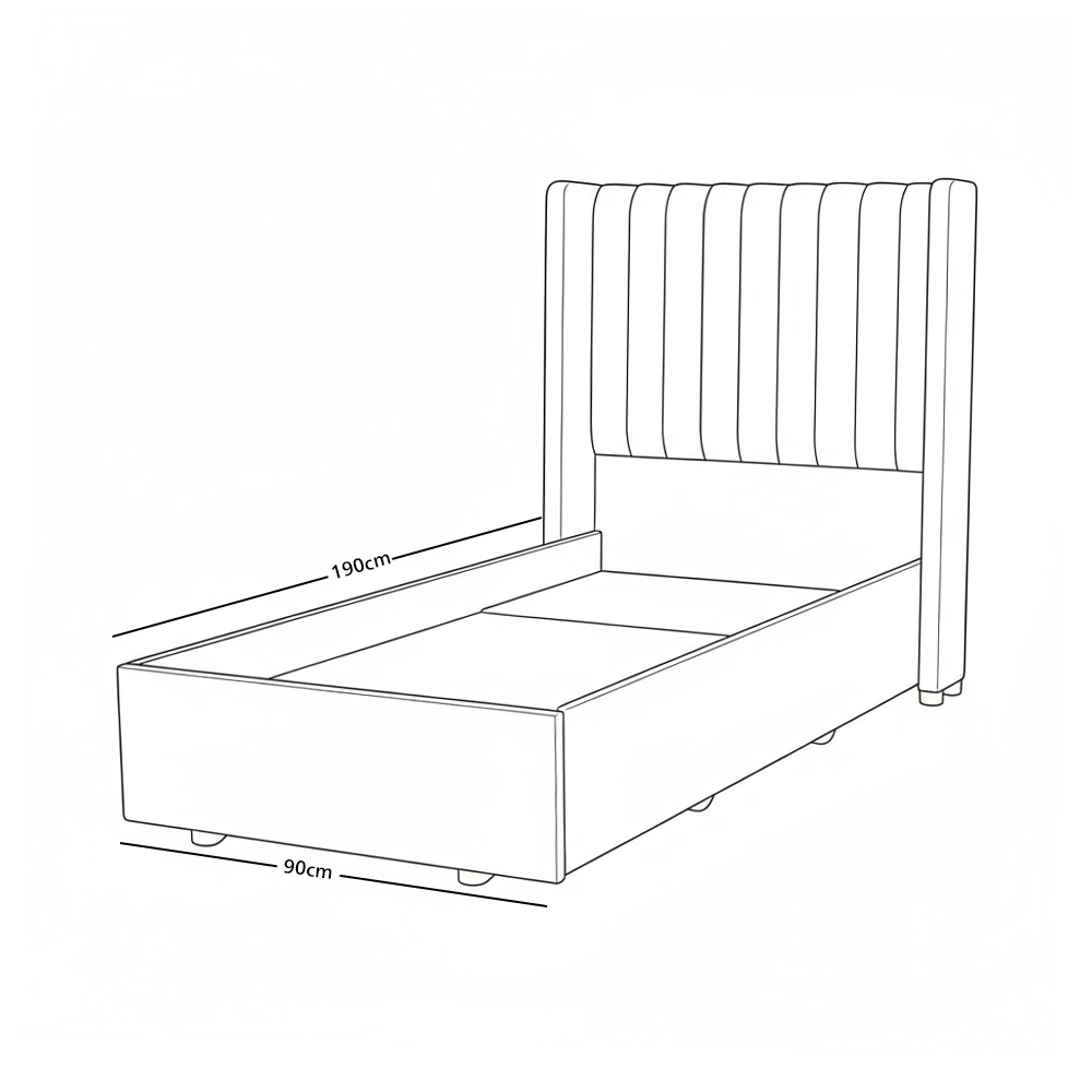 سرير خشبي بتنجيد مخملي فاخر 90×190 سم سرير خشبي بتنجيد مخملي فاخر 90×190 سم