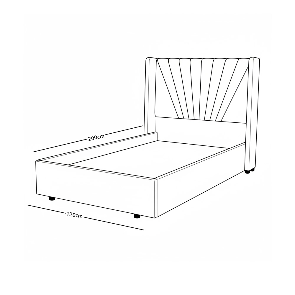 سرير خشبي بتنجيد مخملي فاخر 120×200سم سرير خشبي بتنجيد مخملي فاخر 120×200سم
