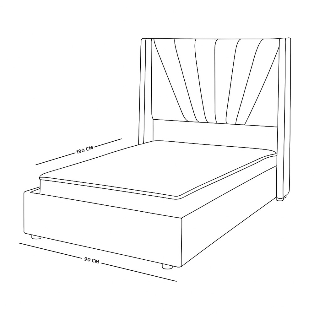 سرير خشبي بتنجيد مخملي فاخر 90×190 سم سرير خشبي بتنجيد مخملي فاخر 90×190 سم