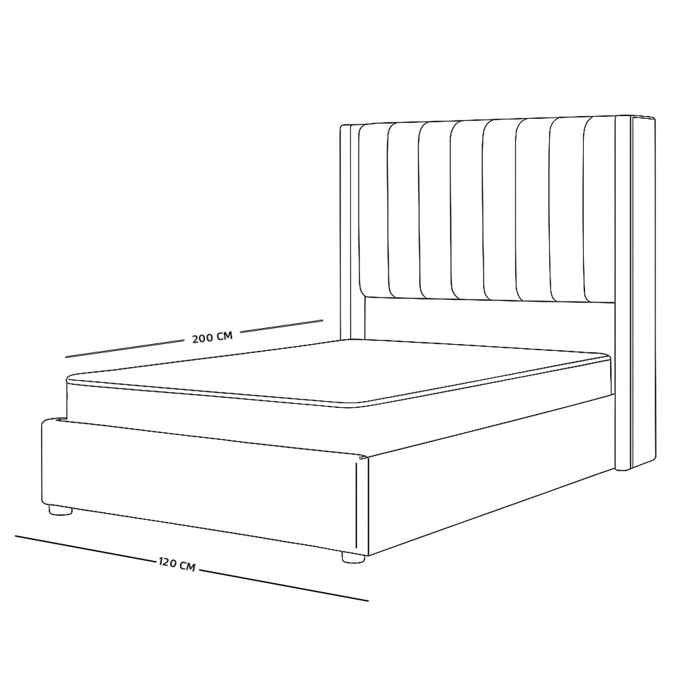 سرير خشبي بتنجيد مخملي فاخر 120×200سم سرير خشبي بتنجيد مخملي فاخر 120×200سم