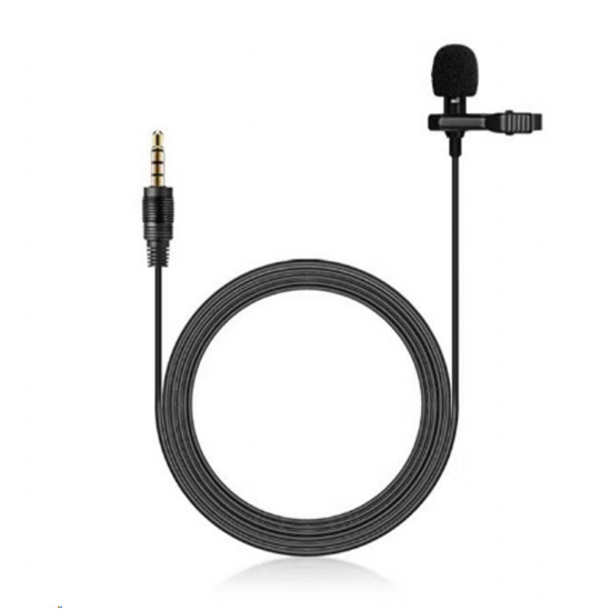 ميكروفون "لافالير" صغير بمشبك يُثبت على طية صدر السترة مع قابس TRRS بمقاس 3.5 مم أسود